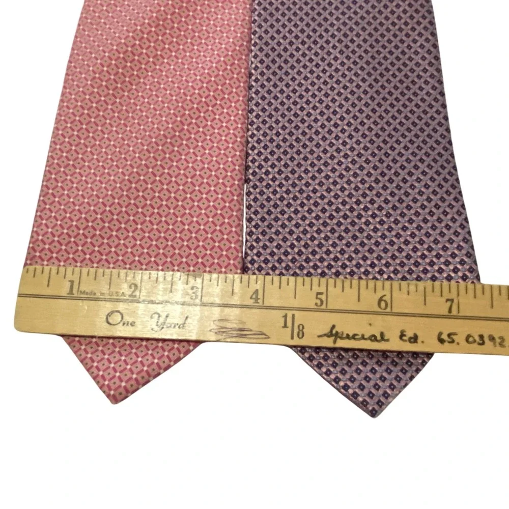 Brooks Brothers‎ 346 Mens Silk Necktie Lot 2 Pink Purple Geometric Pattern Ties